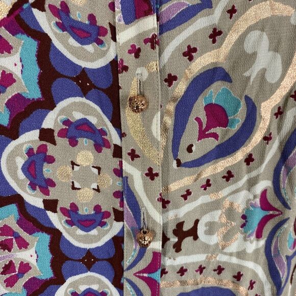 Soft Surroundings Pamero Soho Dress Womens Petite Medium Boho Maxi Button Up - Picture 7 of 11